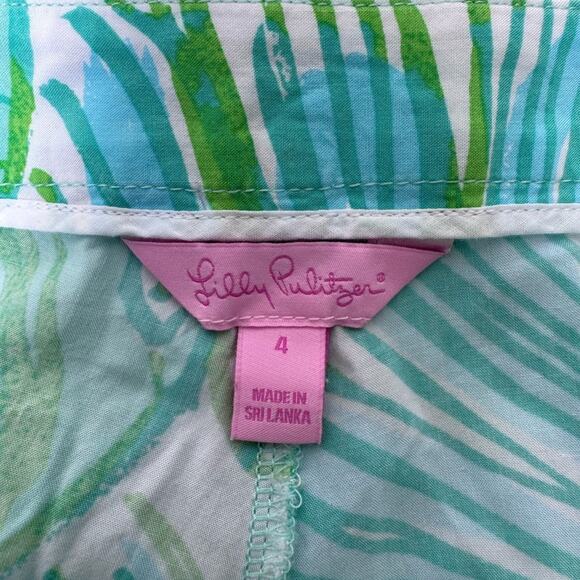 Lilly Pulitzer Jeanine Shorts Green Fronds Size 4 summer‎ bright floral palm - Picture 3 of 10